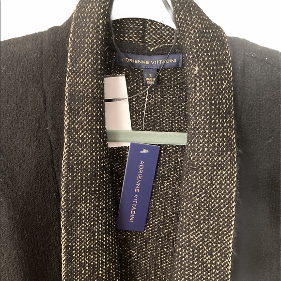 ADRIENNE VITTADINI Black & Gold Long Sleeves Classy Stylish Cardigan S/M - Picture 3 of 8